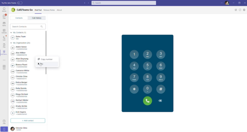Managing contacts is easy with Call2Teams Go 